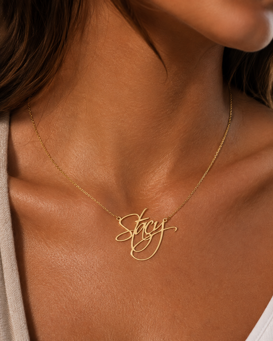 Flame Script Personalised 18K Gold Plated Name Necklace
