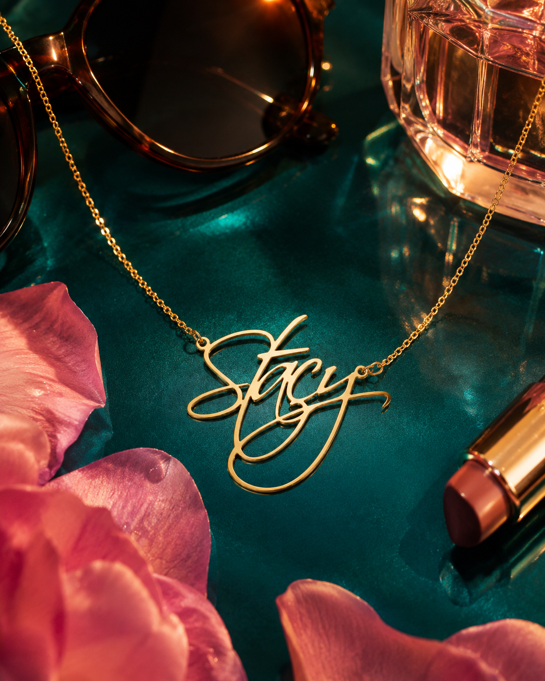 Flame Script Personalised 18K Gold Plated Name Necklace