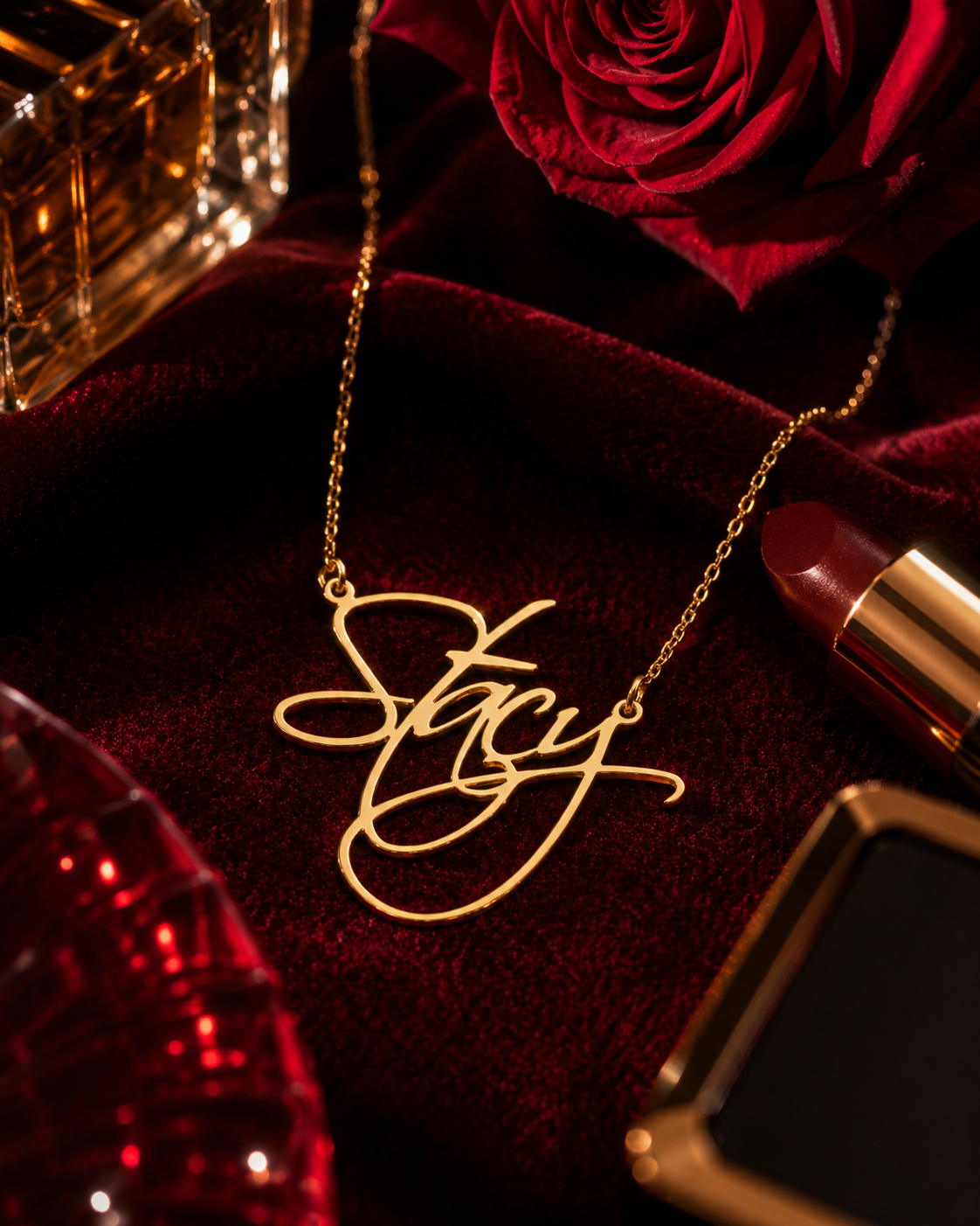 Flame Script Personalised 18K Gold Plated Name Necklace