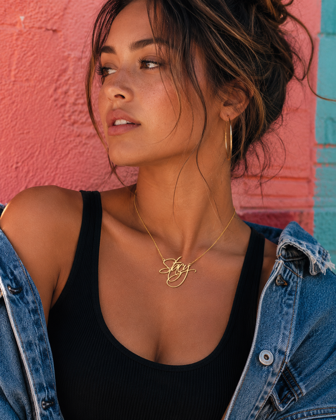 Flame Script Personalised 18K Gold Plated Name Necklace