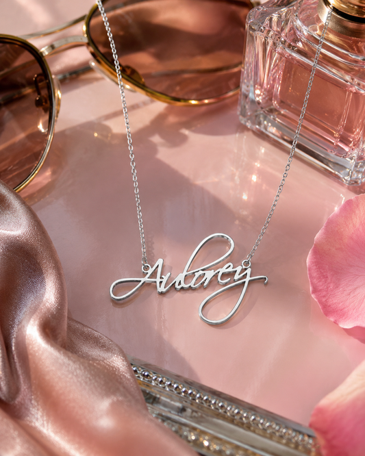 Flame Script Personalised Silver Stainless Steel Name Necklace