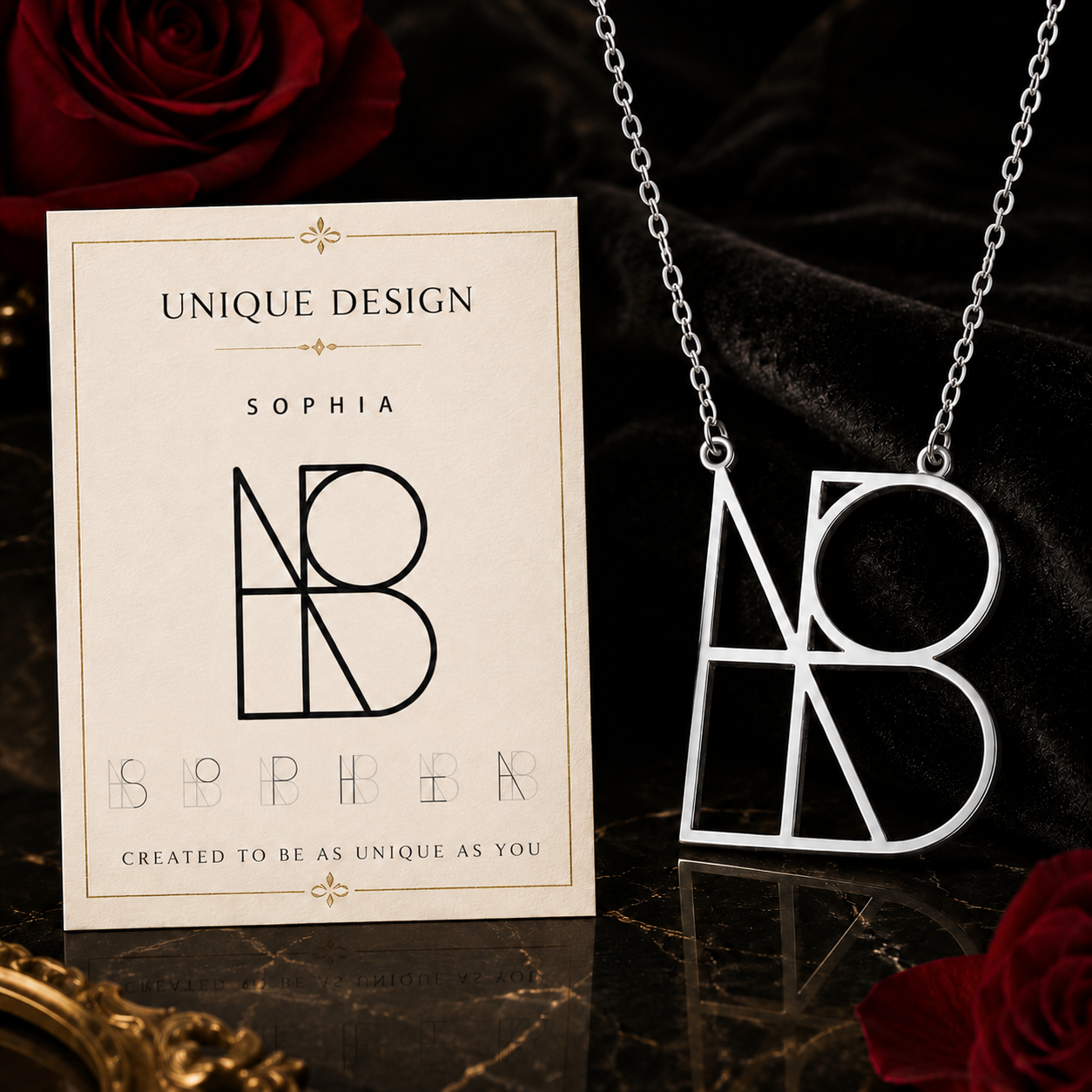 Geometric Unique Personalised Stainless Steel Name Necklace