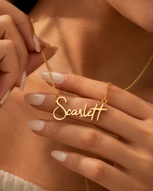 Hackland Script Custom Gold Name Necklace