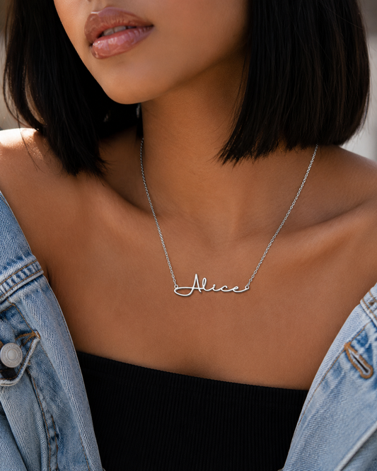 Halimun Script Custom Silver Name Necklace