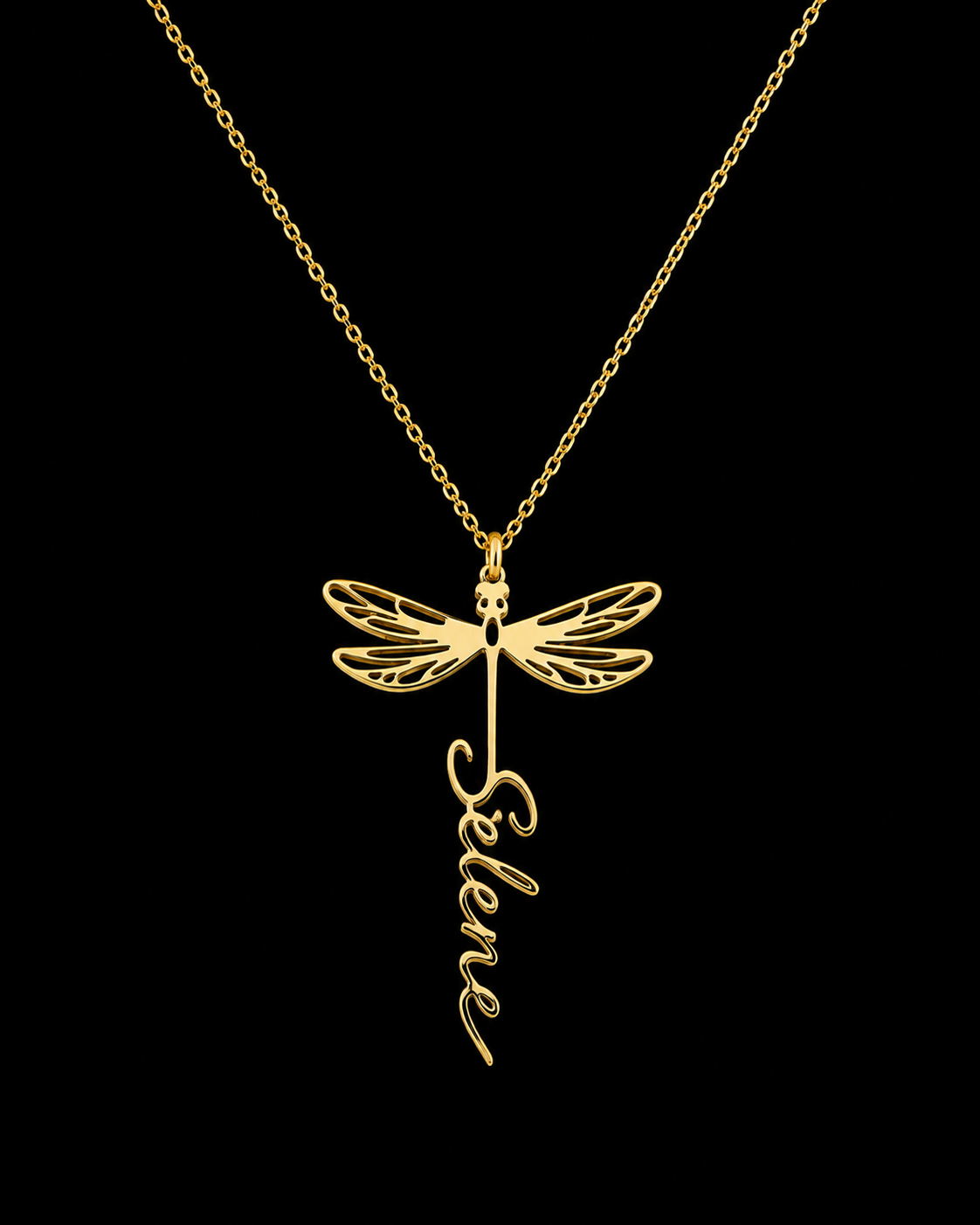 Dragonfly Cierra Script – Custom Gold Plated Name Necklace