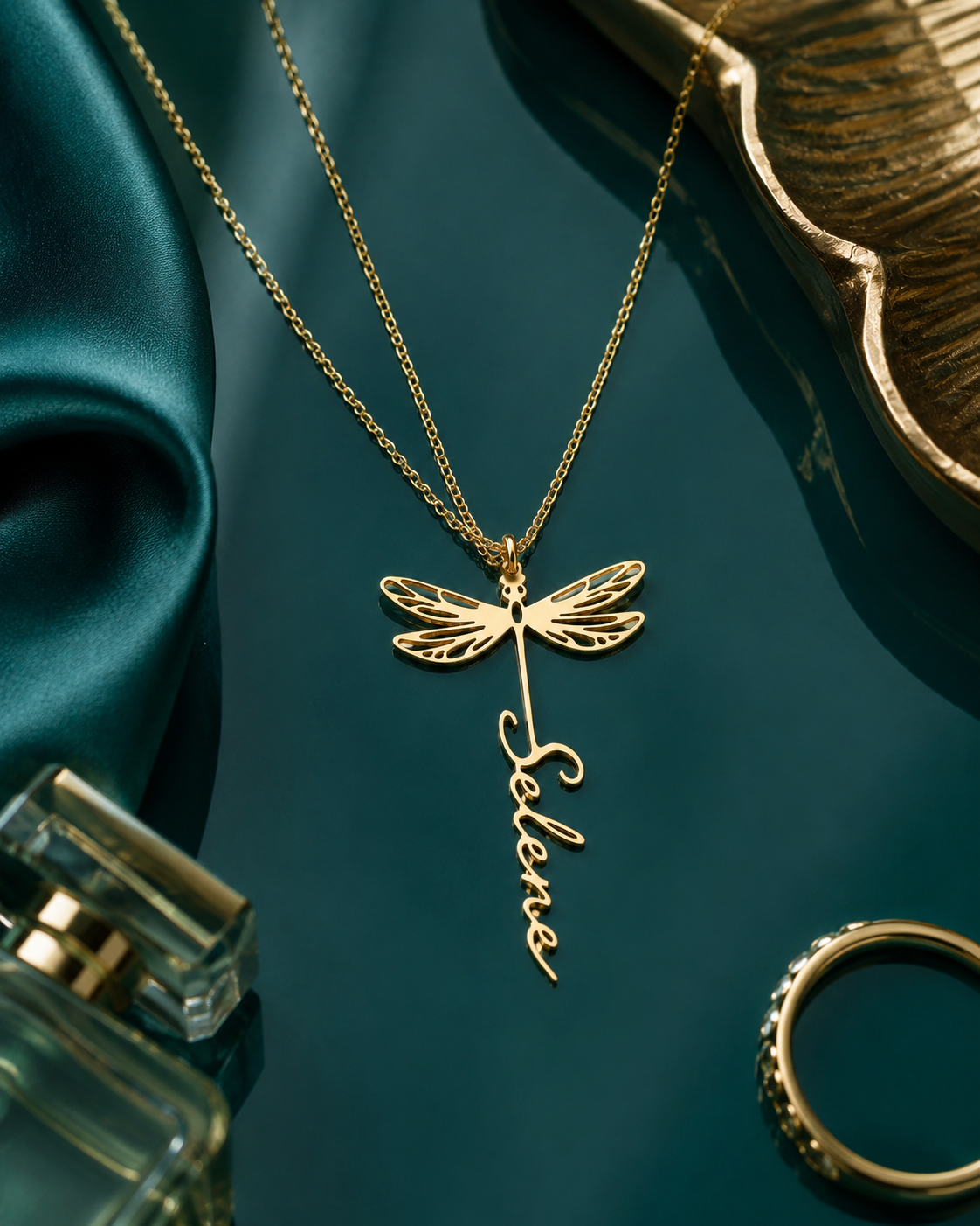 Dragonfly Cierra Script – Custom Gold Plated Name Necklace