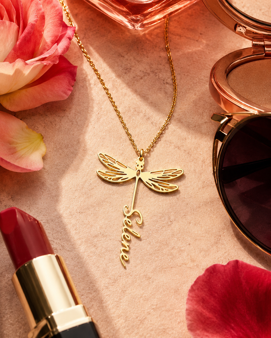 Dragonfly Cierra Script – Custom Gold Plated Name Necklace