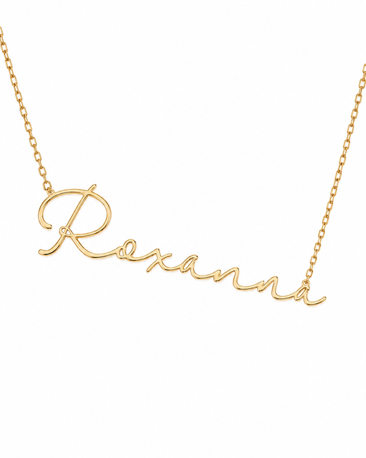 Font 50 – Custom Script Name Necklace in 18K Gold Plated Stainless Steel