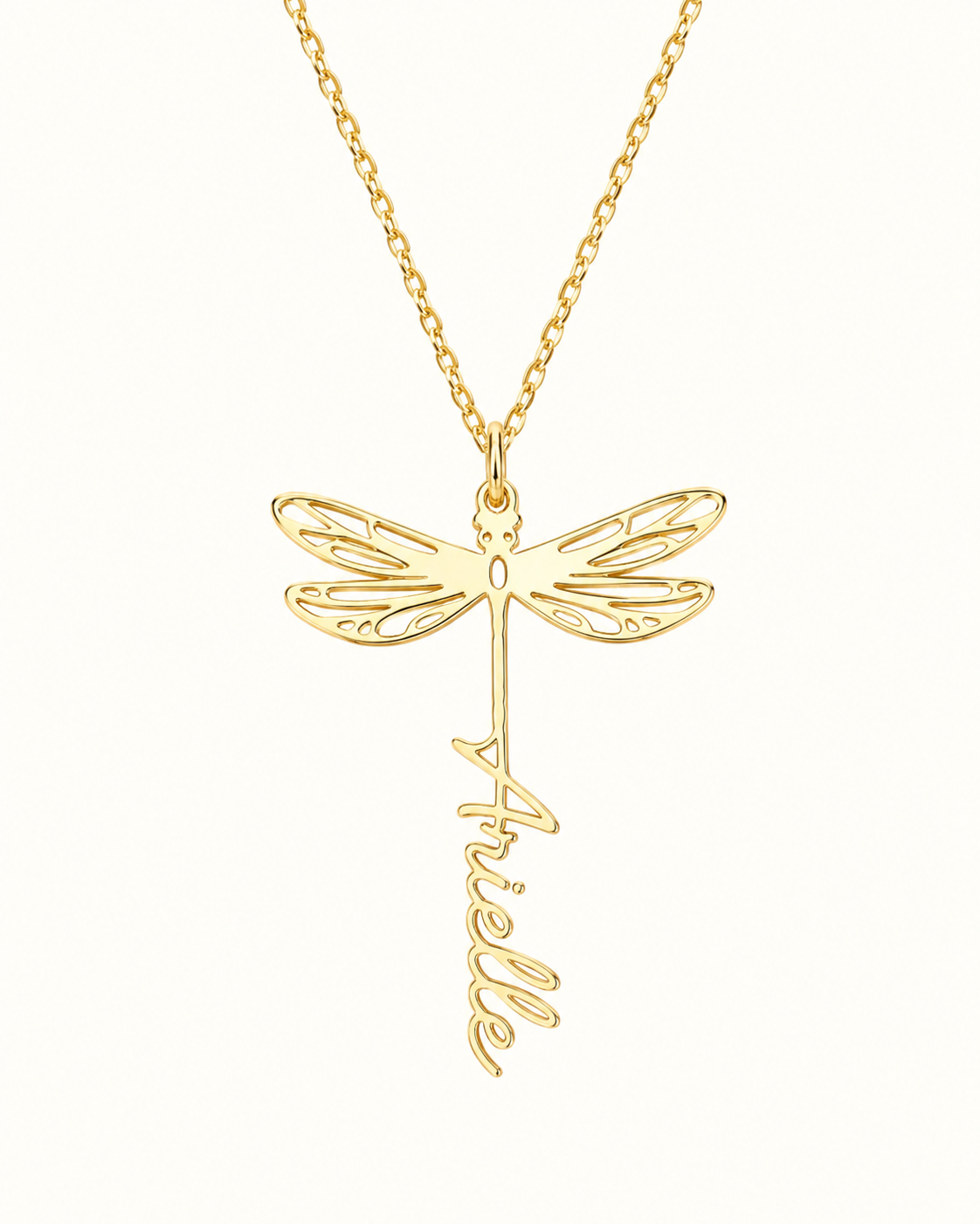 Dragonfly Cierra Script – Custom Gold Plated Name Necklace