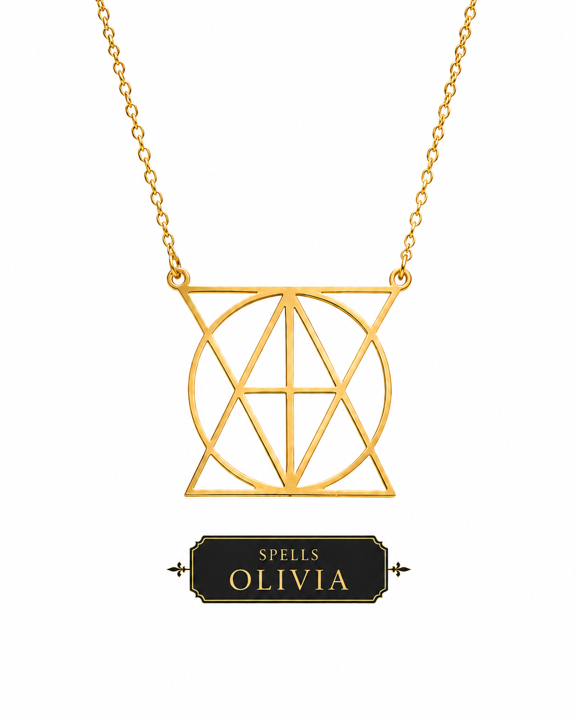 Personalised OLIVIA geometric necklace in 18K gold-plated stainless steel