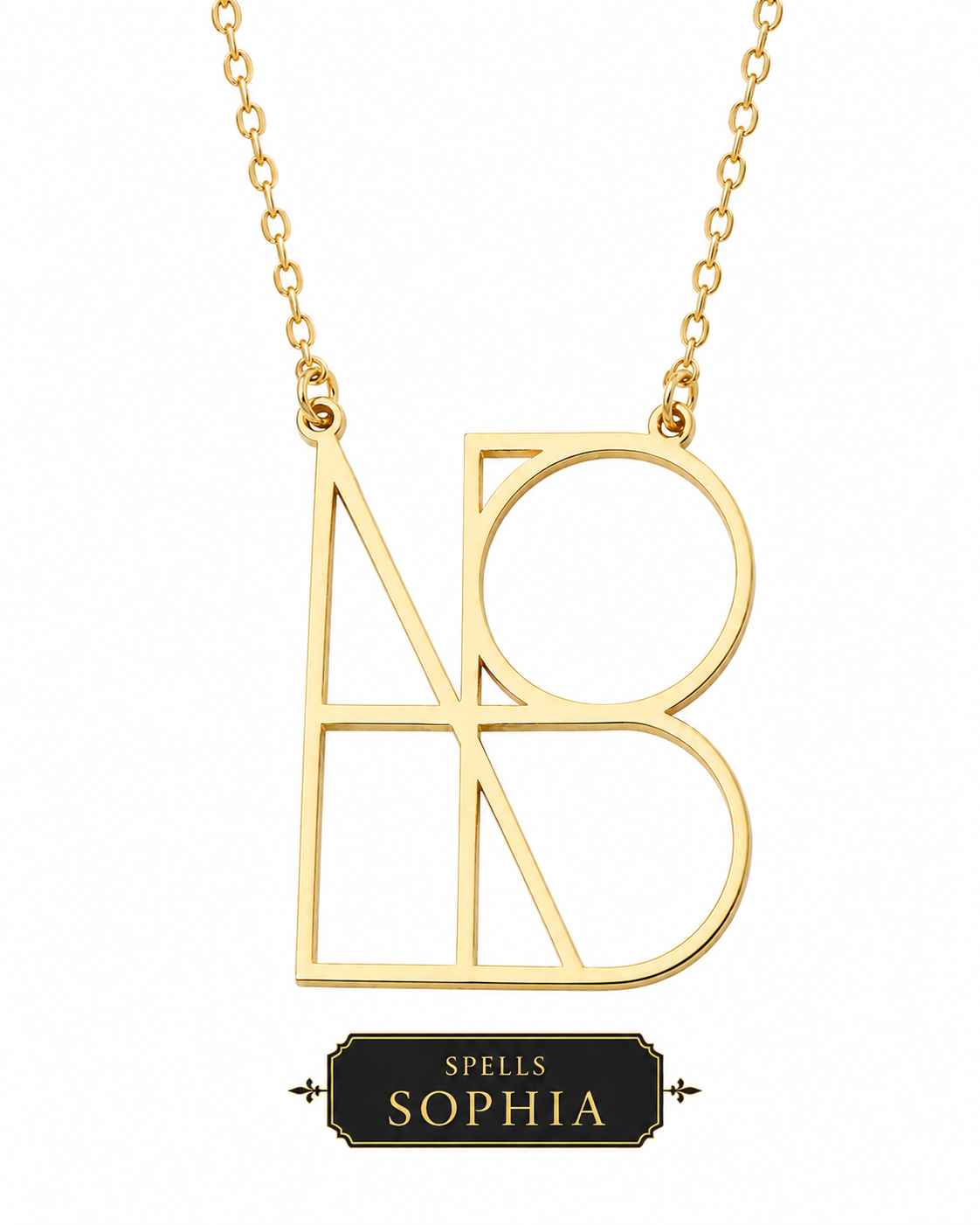 Personalised SOPHIA geometric necklace in 18K gold-plated stainless steel
